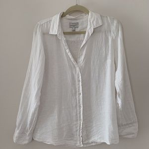 J Crew White Linen "Perfect" Shirt
